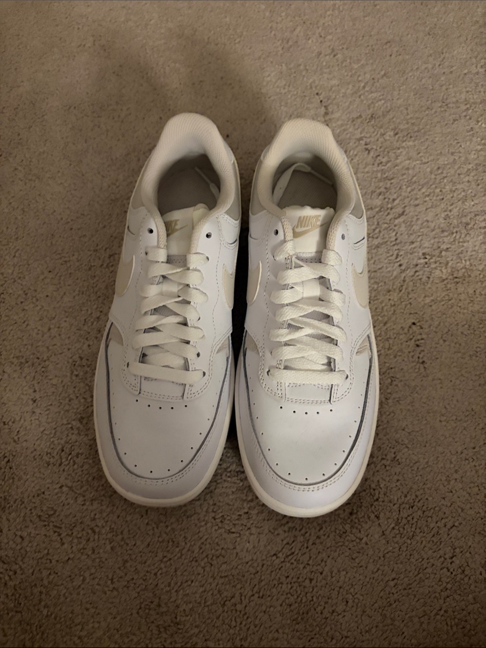 Nike All-White Low-Top Leather Sneakers